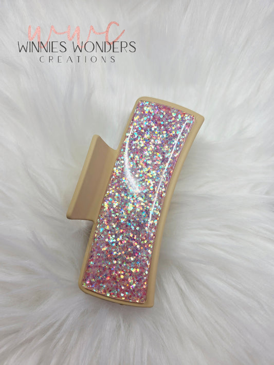 Cream Glitter Hair Clip