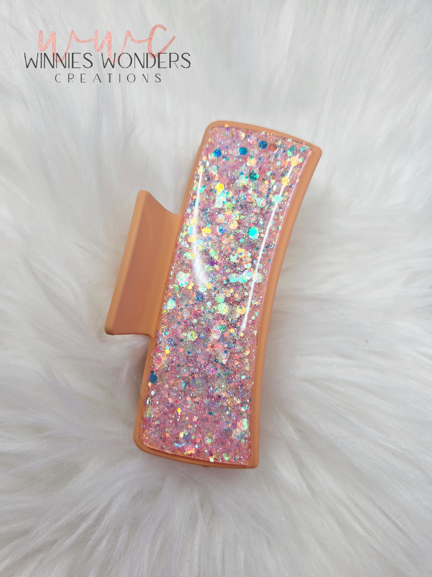 Peach Glitter Hair Clip