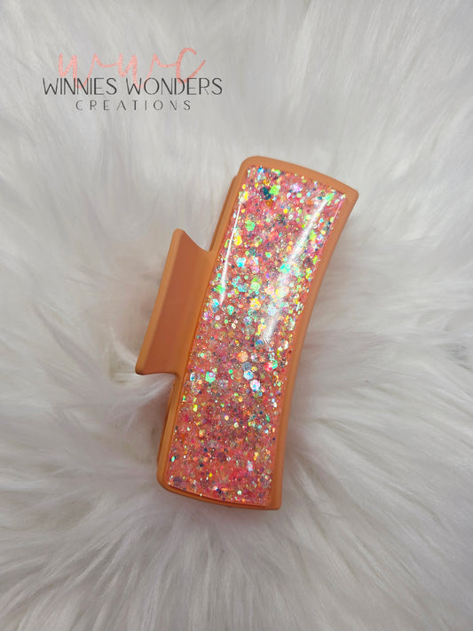 Peach Glitter Hair Clip