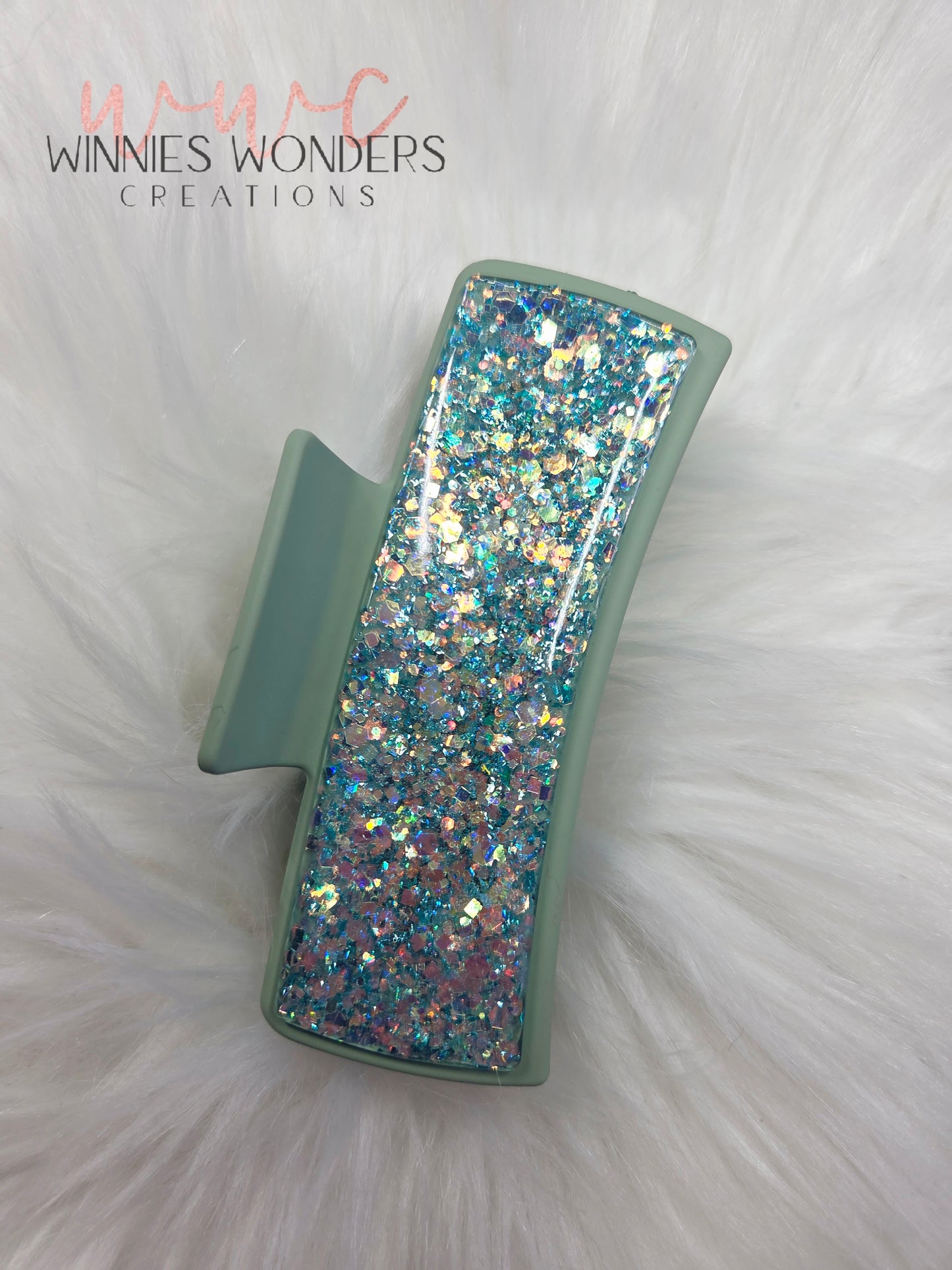 Green Glitter Hair Clip