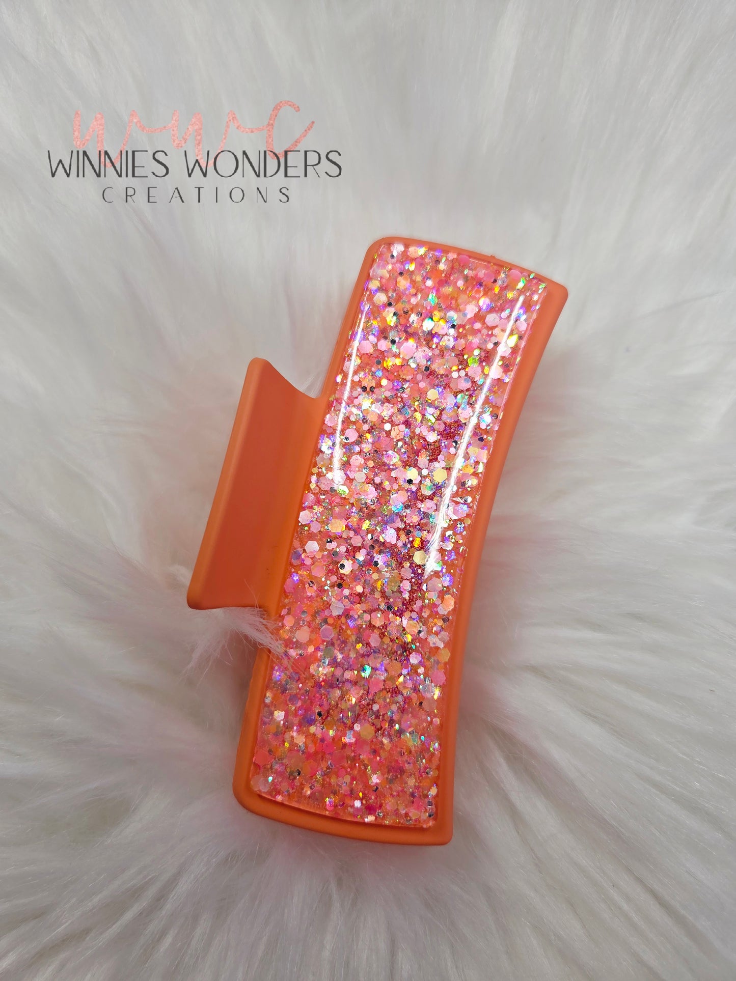 Orange Glitter Hair Clip