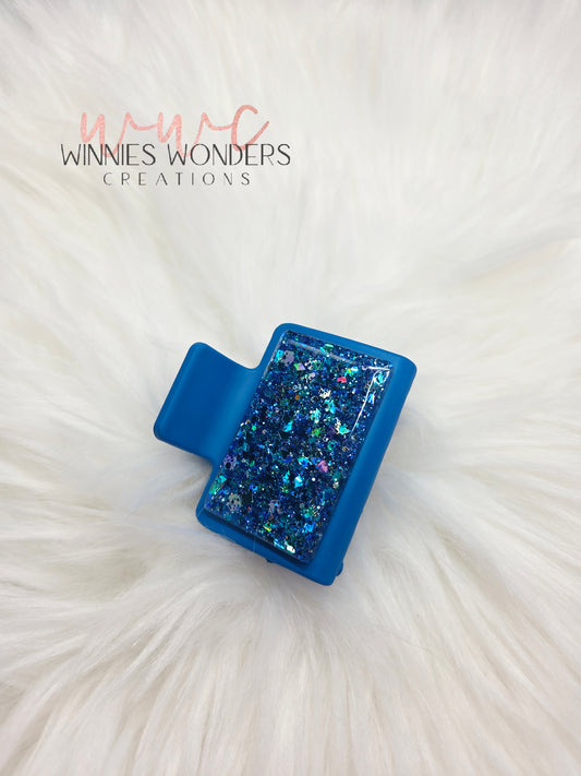 Blue Glitter Small Hair Clip