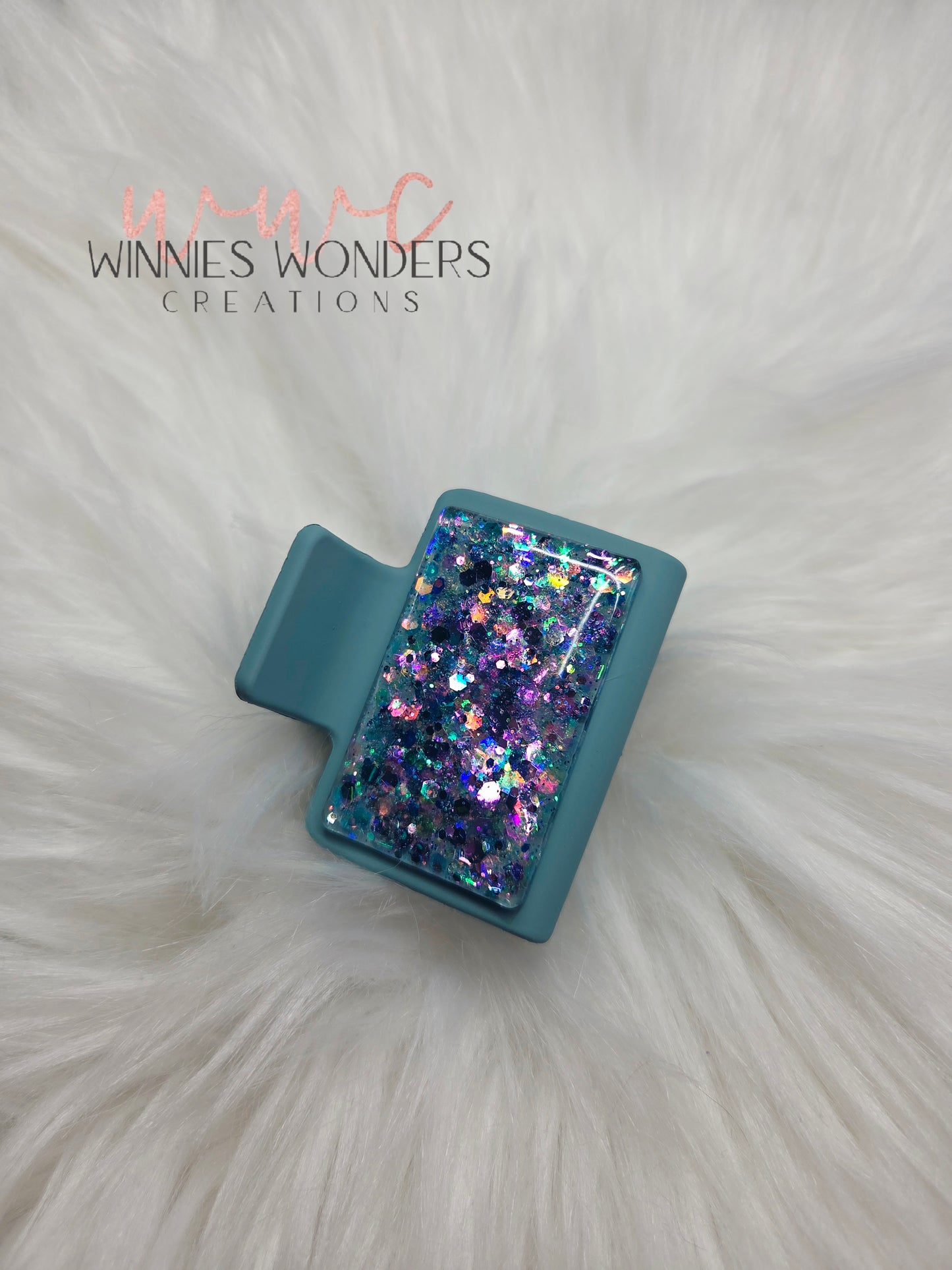 Teal/Purple Glitter Small Hair Clip