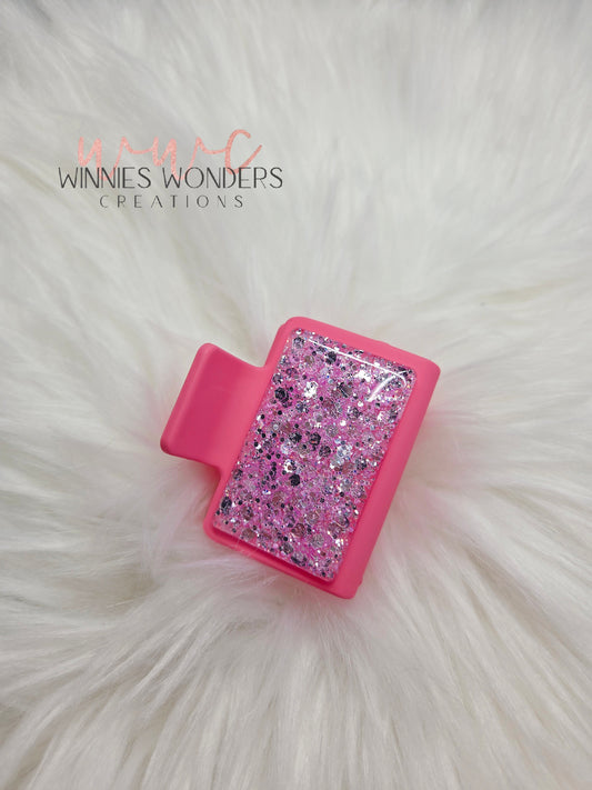 Pink Glitter Small Hair Clip