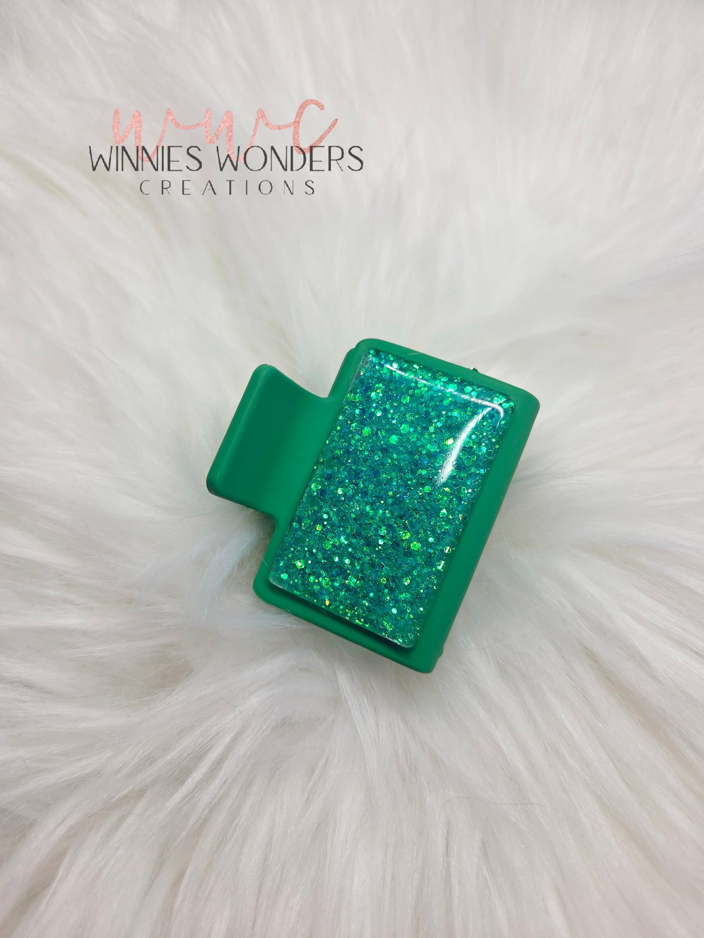 Green Glitter Small Hair Clip