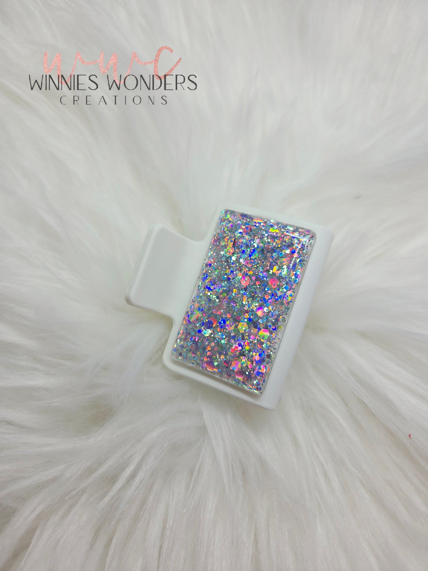 White Glitter Small Hair Clip