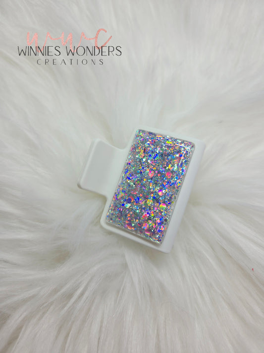 White Glitter Small Hair Clip