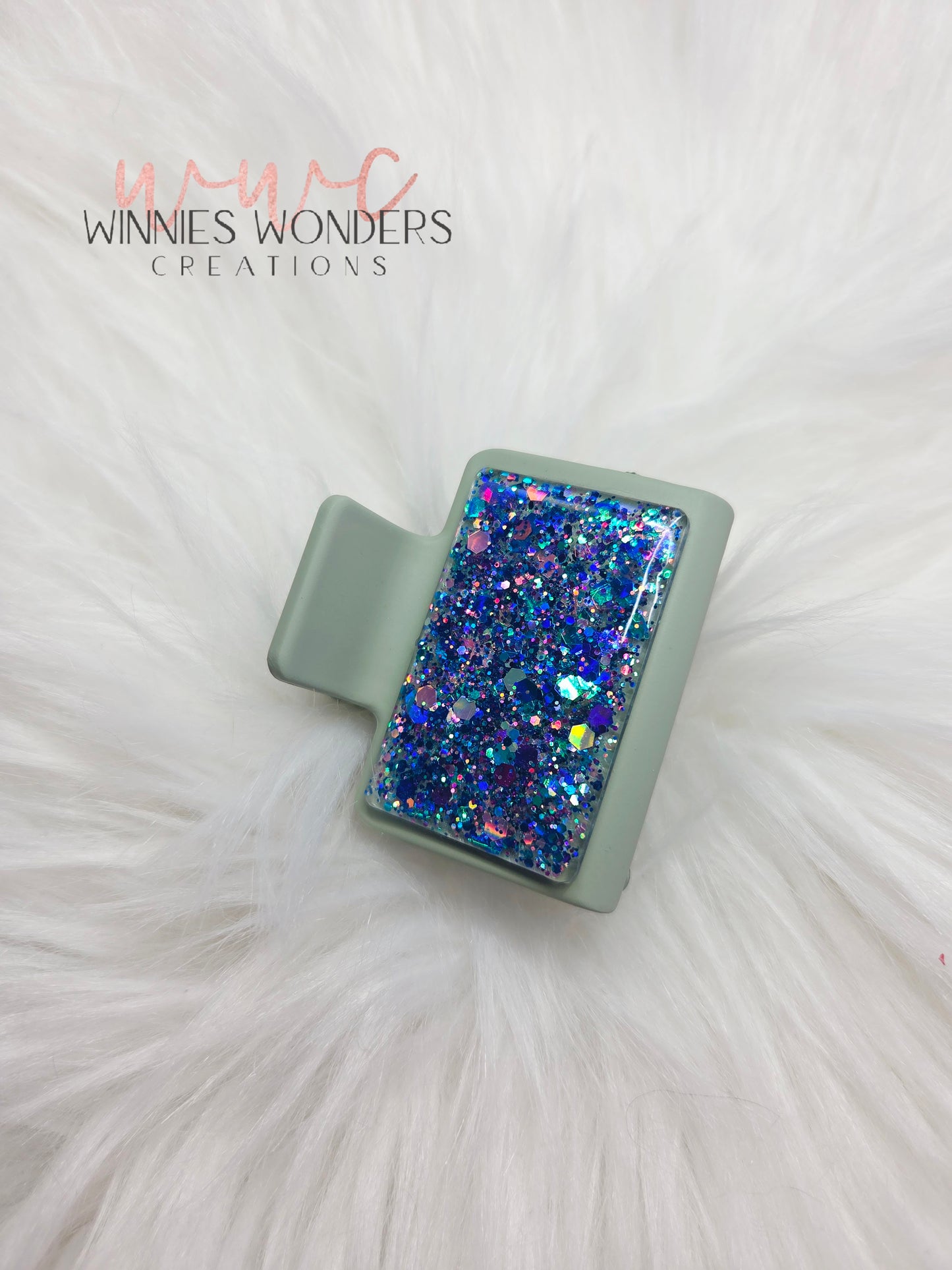 Green/Blue Glitter Small Hair Clip