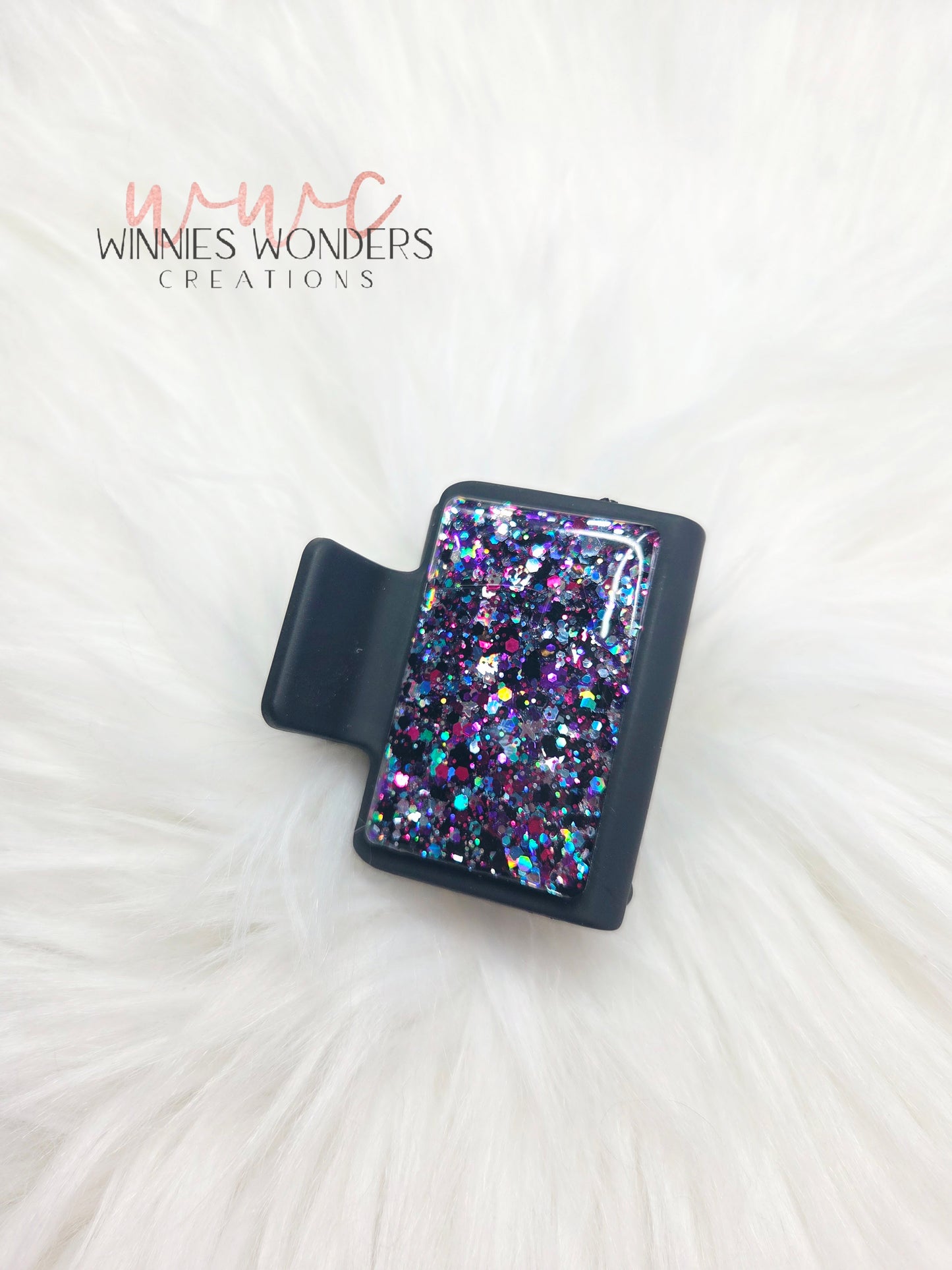 Black/Purple Glitter Small Hair Clip