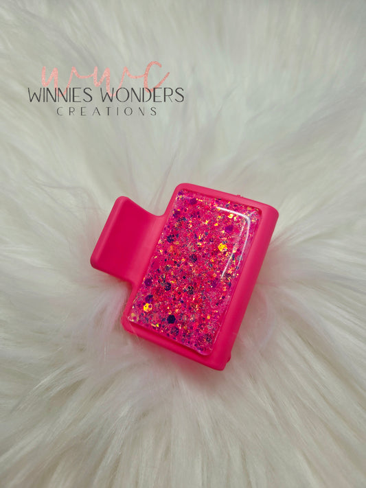 Pink Glitter Small Hair Clip