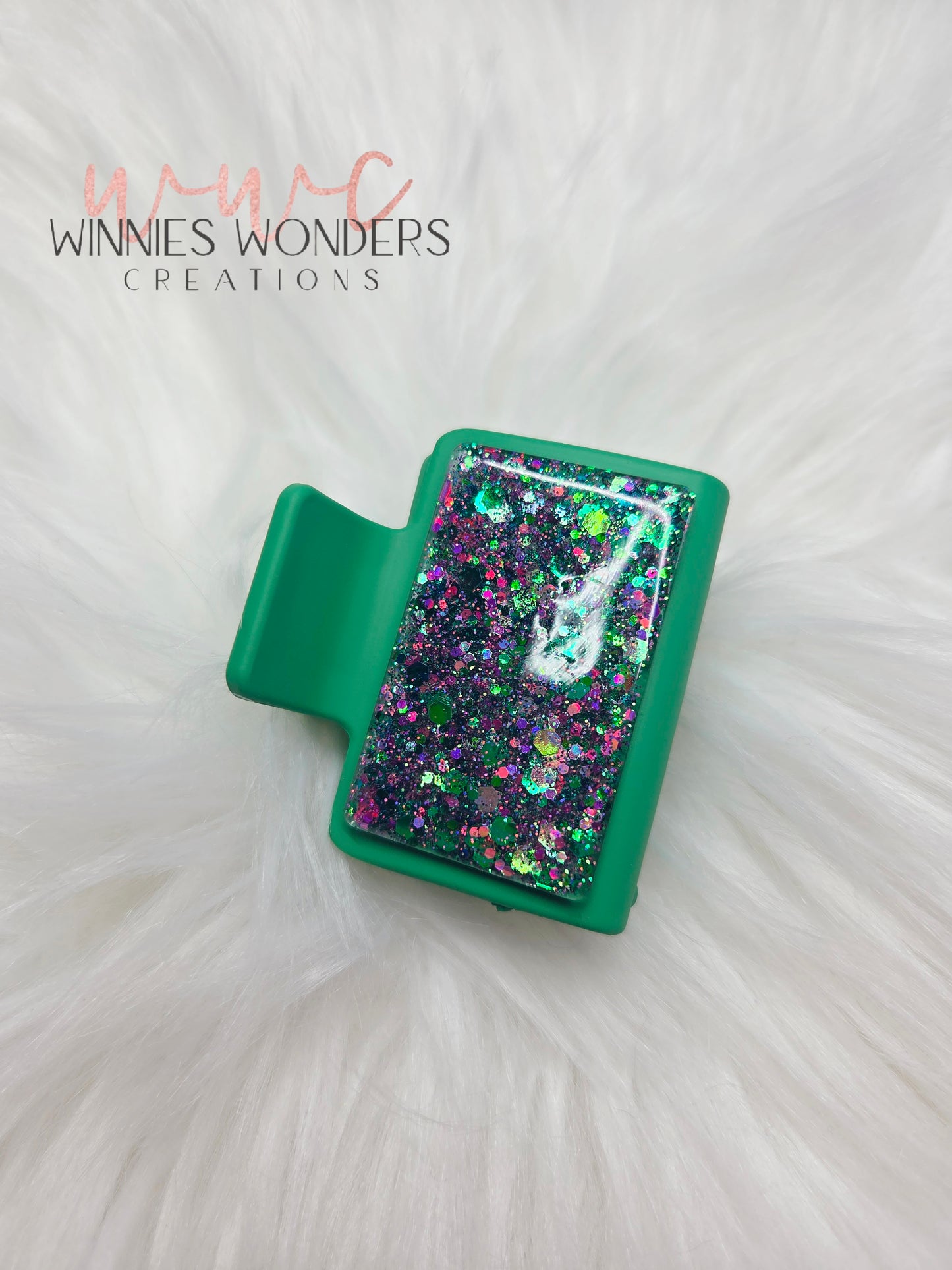 Green Glitter Small Hair Clip