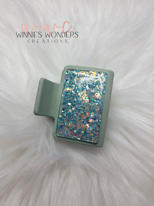 Green Glitter Small Hair Clip