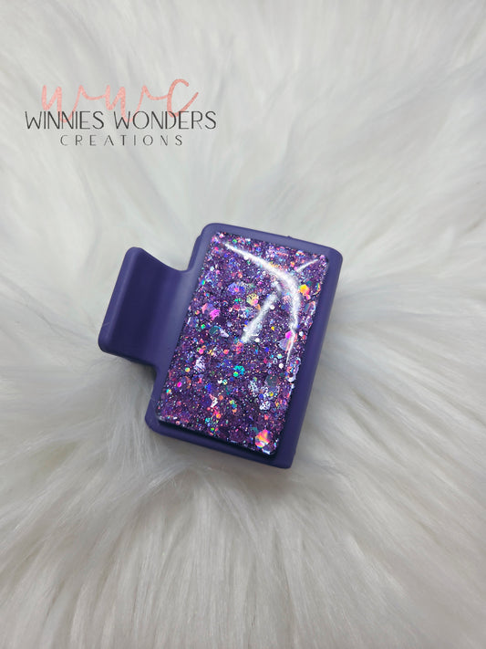 Purple Glitter Small Hair Clip