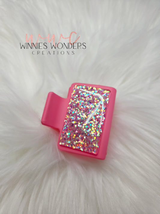 Pink Glitter Small Hair Clip
