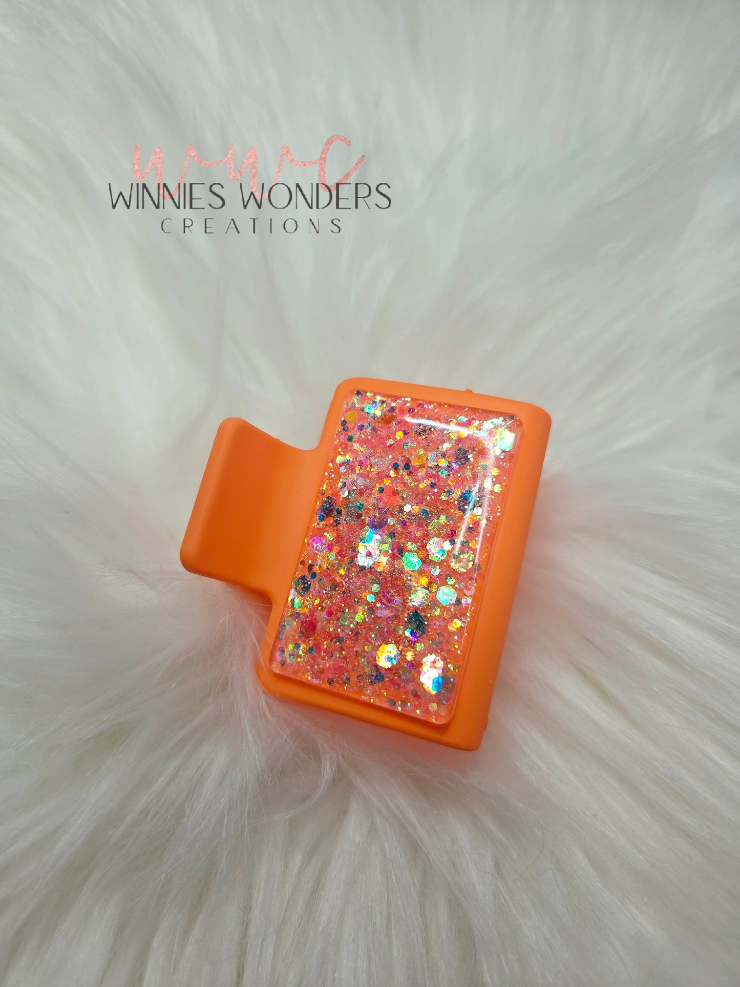 Orange Glitter Small Hair Clip