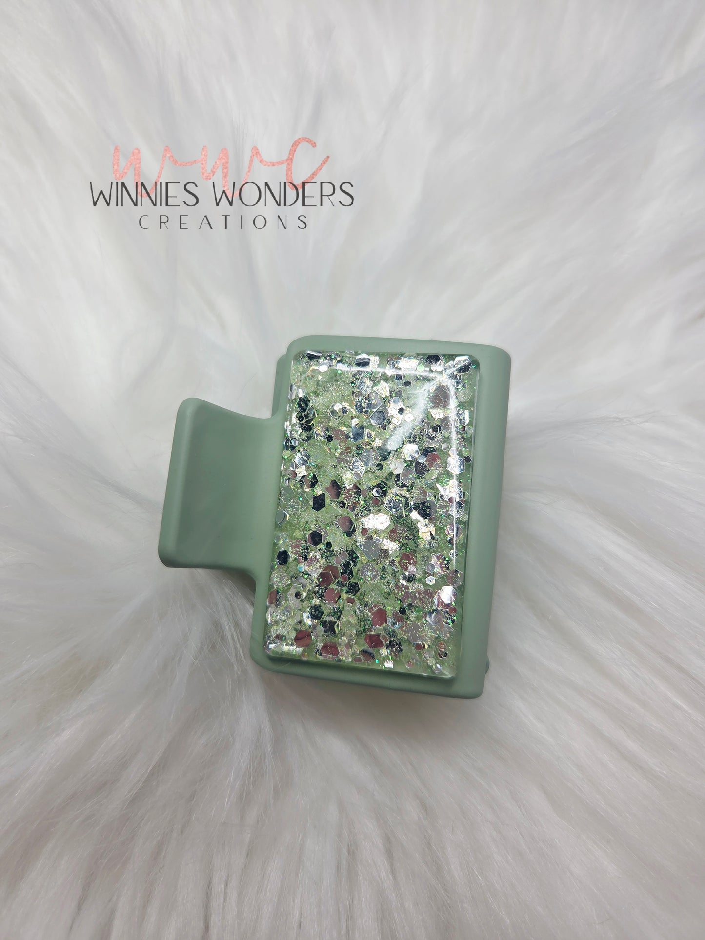 Green Glitter Small Hair Clip