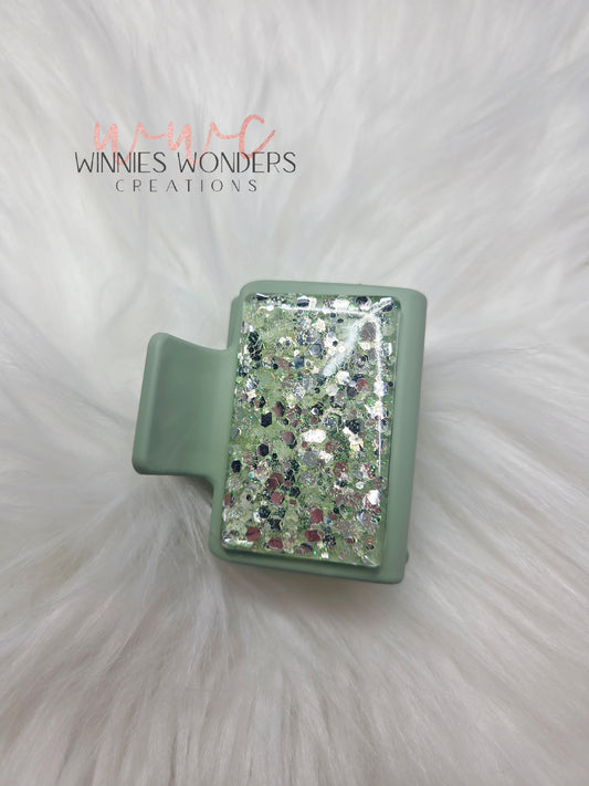 Green Glitter Small Hair Clip