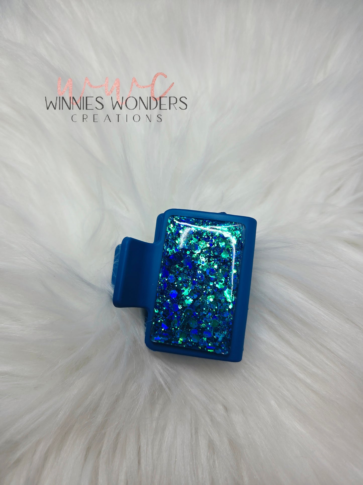 Blue Glitter Small Hair Clip