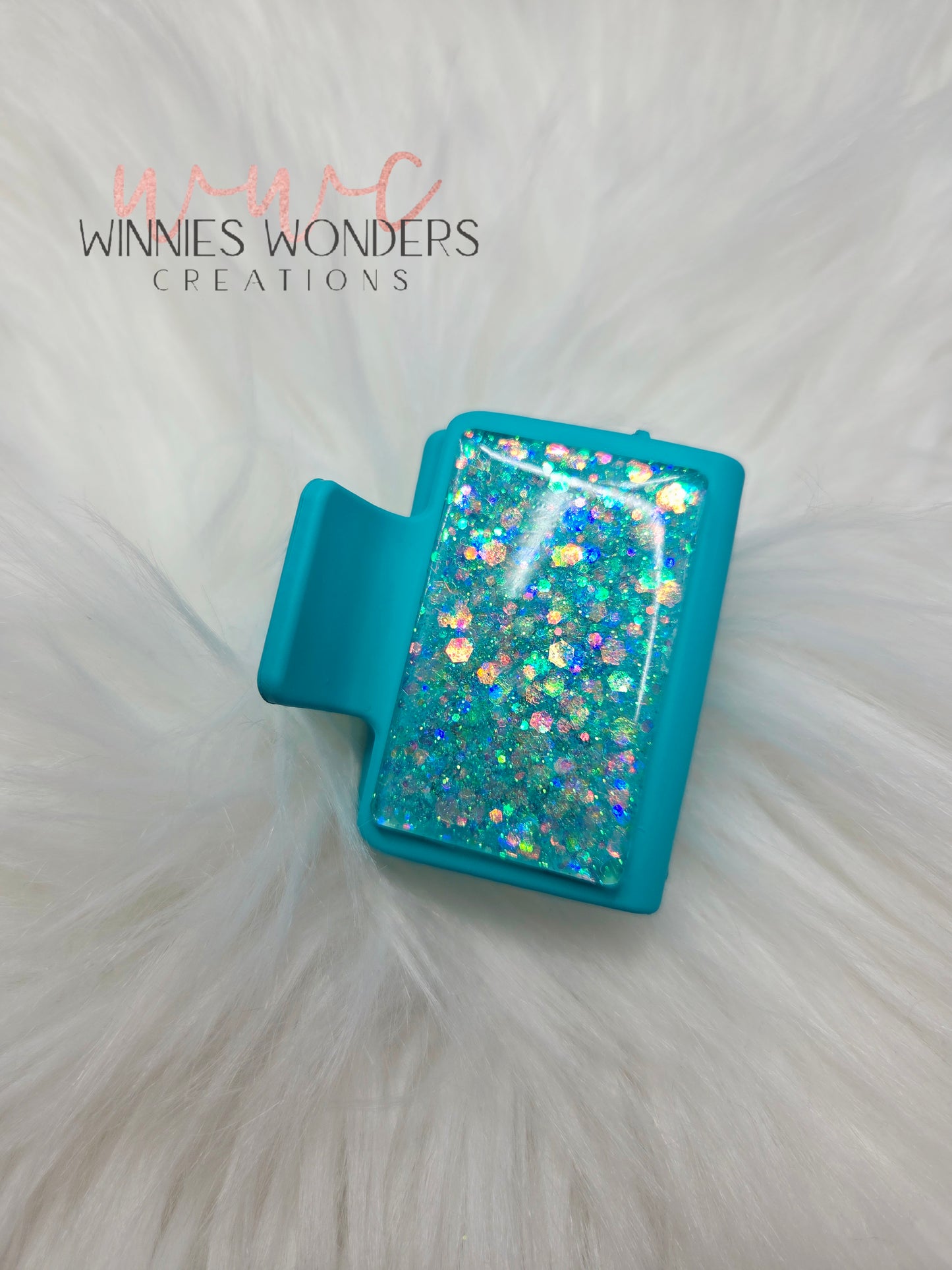 Teal Glitter Small Hair Clip