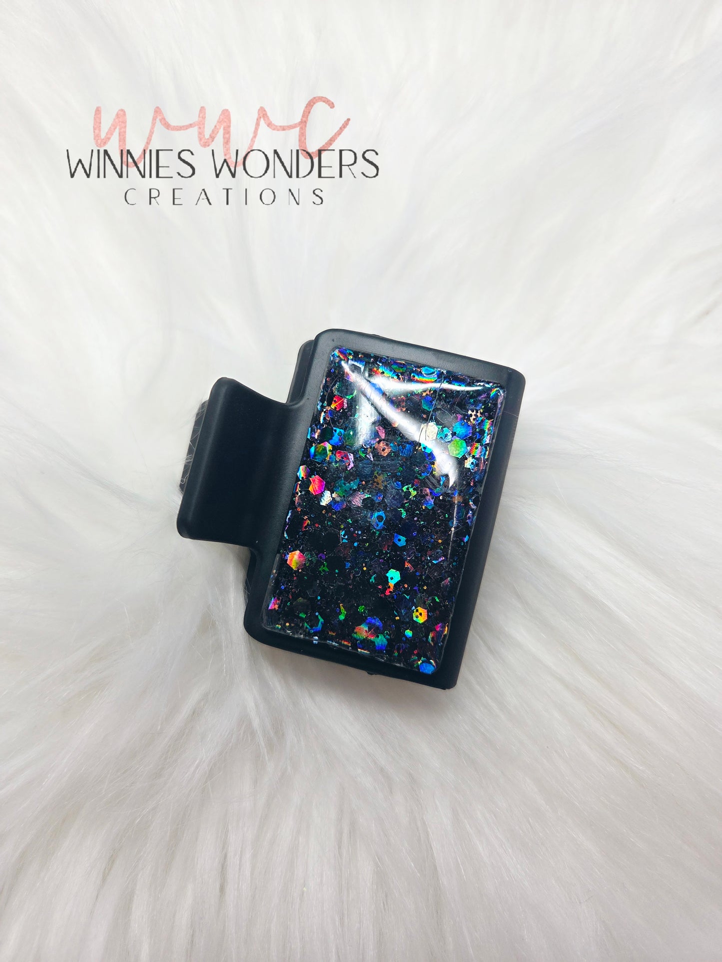 Black Glitter Small Hair Clip
