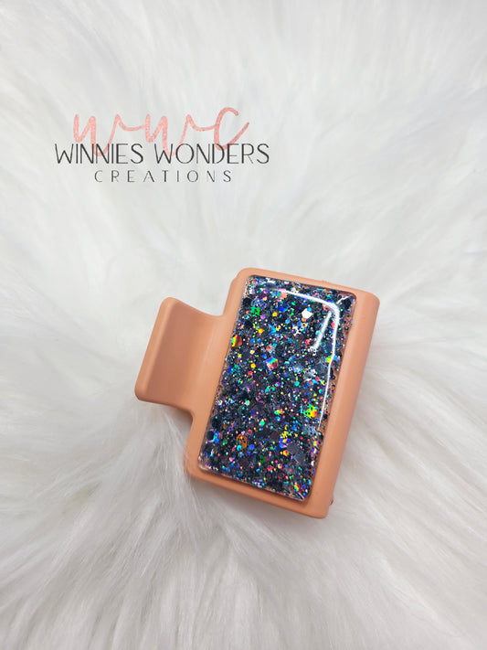 Orange/Gray Glitter Small Hair Clip