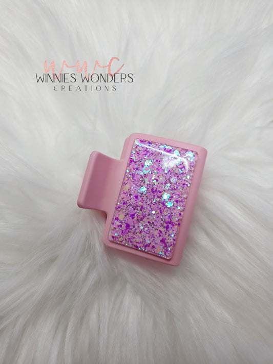 Pink Glitter Small Hair Clip