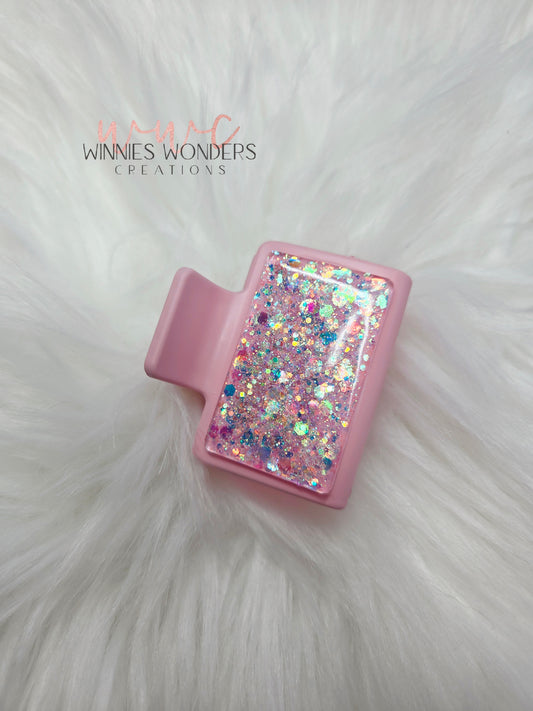 Pink Glitter Small Hair Clip
