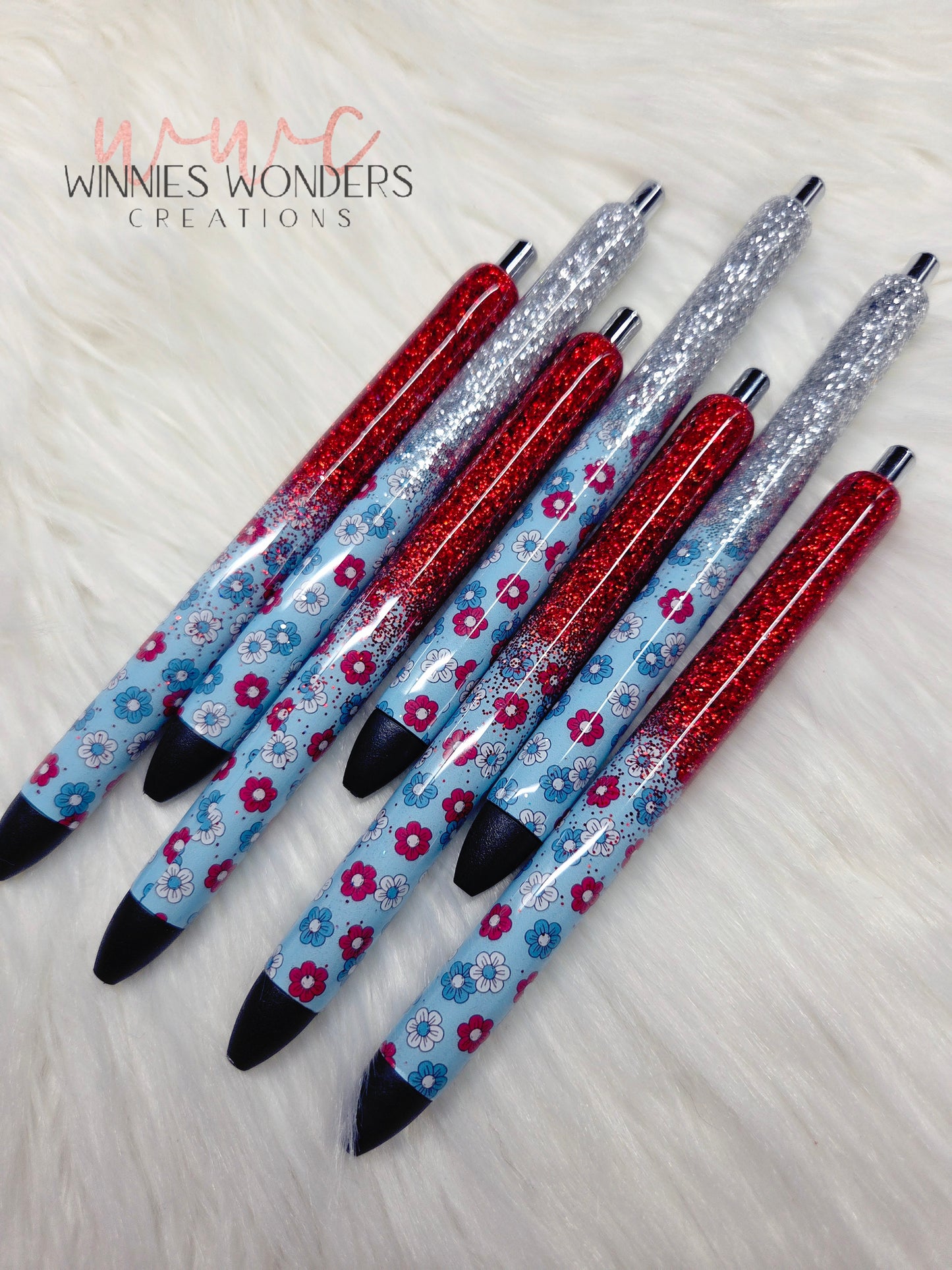 Patriotic Flowers Glitter Melt Pens
