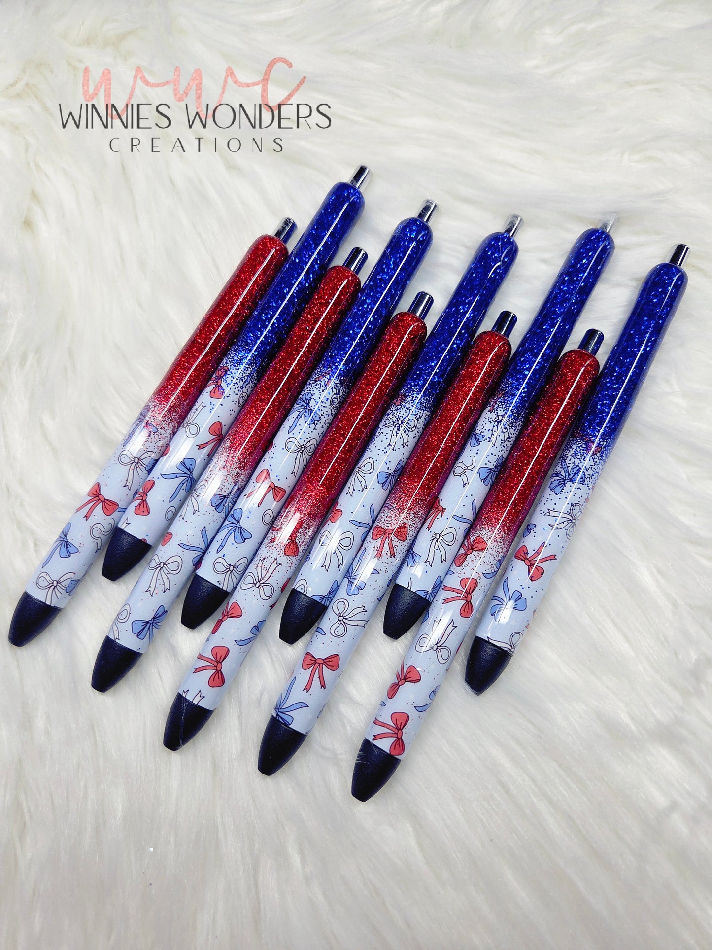 Patriotic Bows Glitter Melt Pens