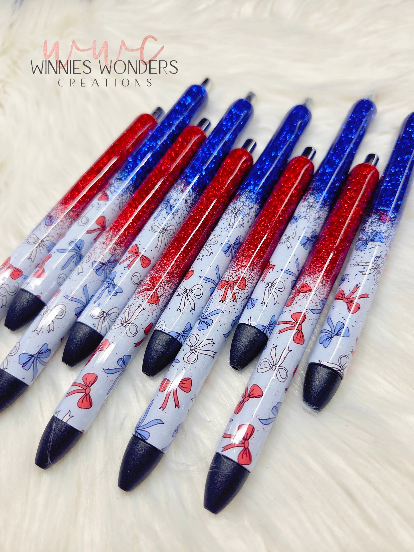 Patriotic Bows Glitter Melt Pens