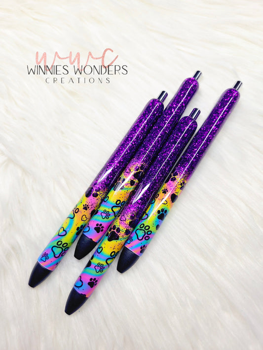Rainbow Paw Print Glitter Melt Pens
