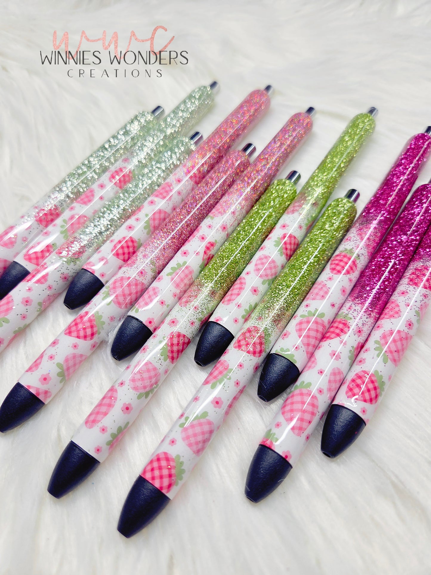 Plaid Strawberries Glitter Melt Pens