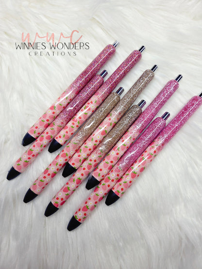 Strawberry & Daisies Glitter Melt Pens