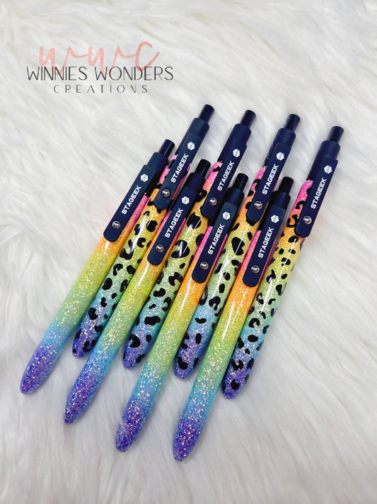 Rainbow Glitter Pen with Clip