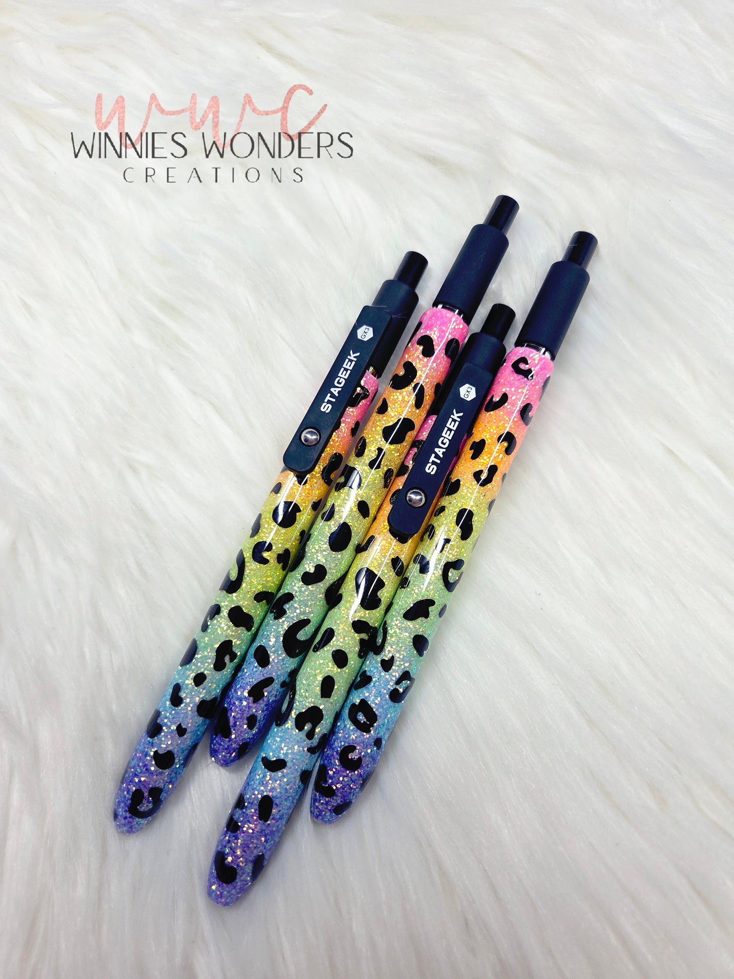 Rainbow Glitter Pen with Clip