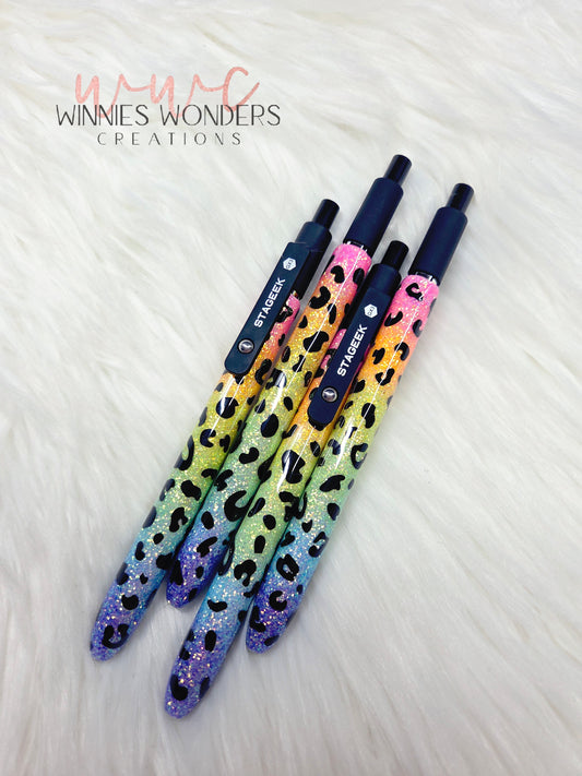 Rainbow Glitter Pen with Clip