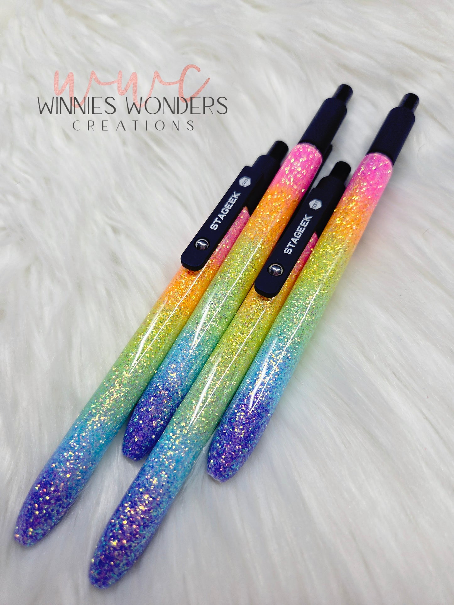 Rainbow Glitter Pen with Clip