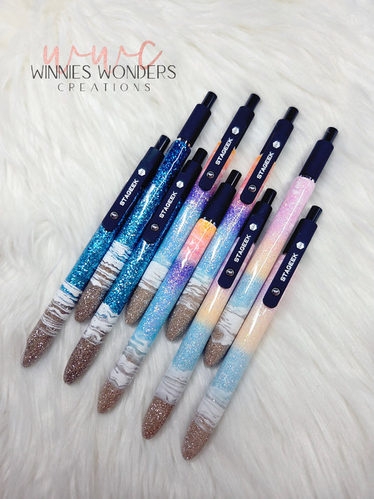 Beach Glitter Pen with Clip