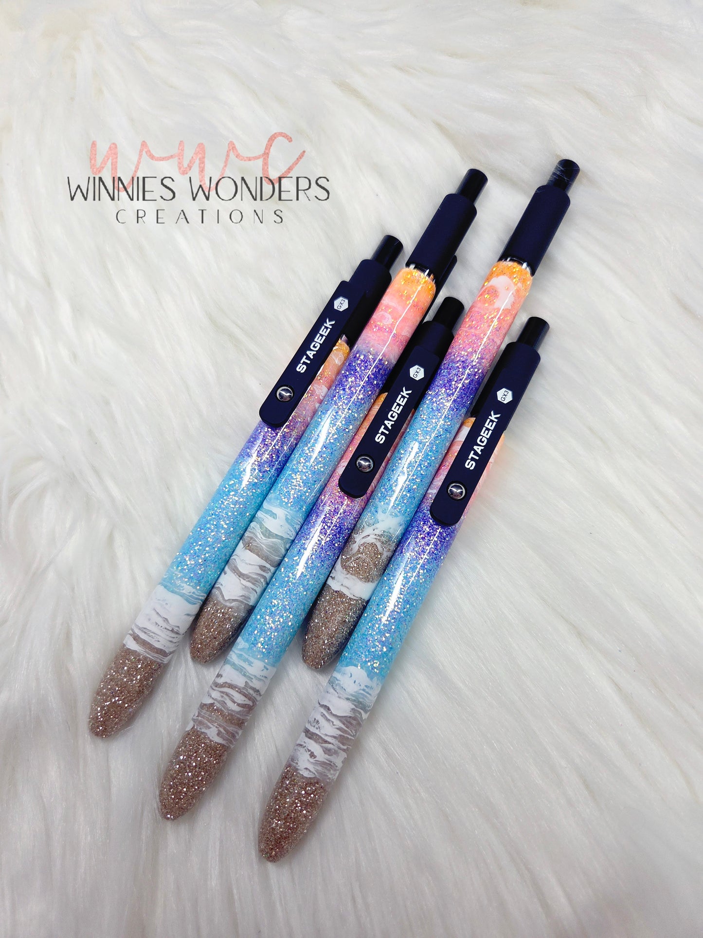 Beach Glitter Pen with Clip