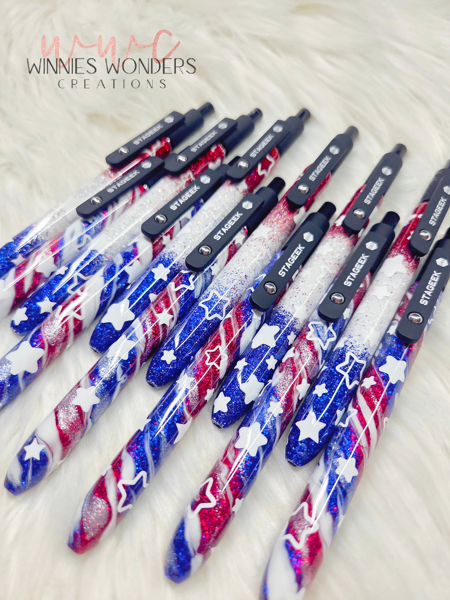 Patriotic Glitter Pen with Clip