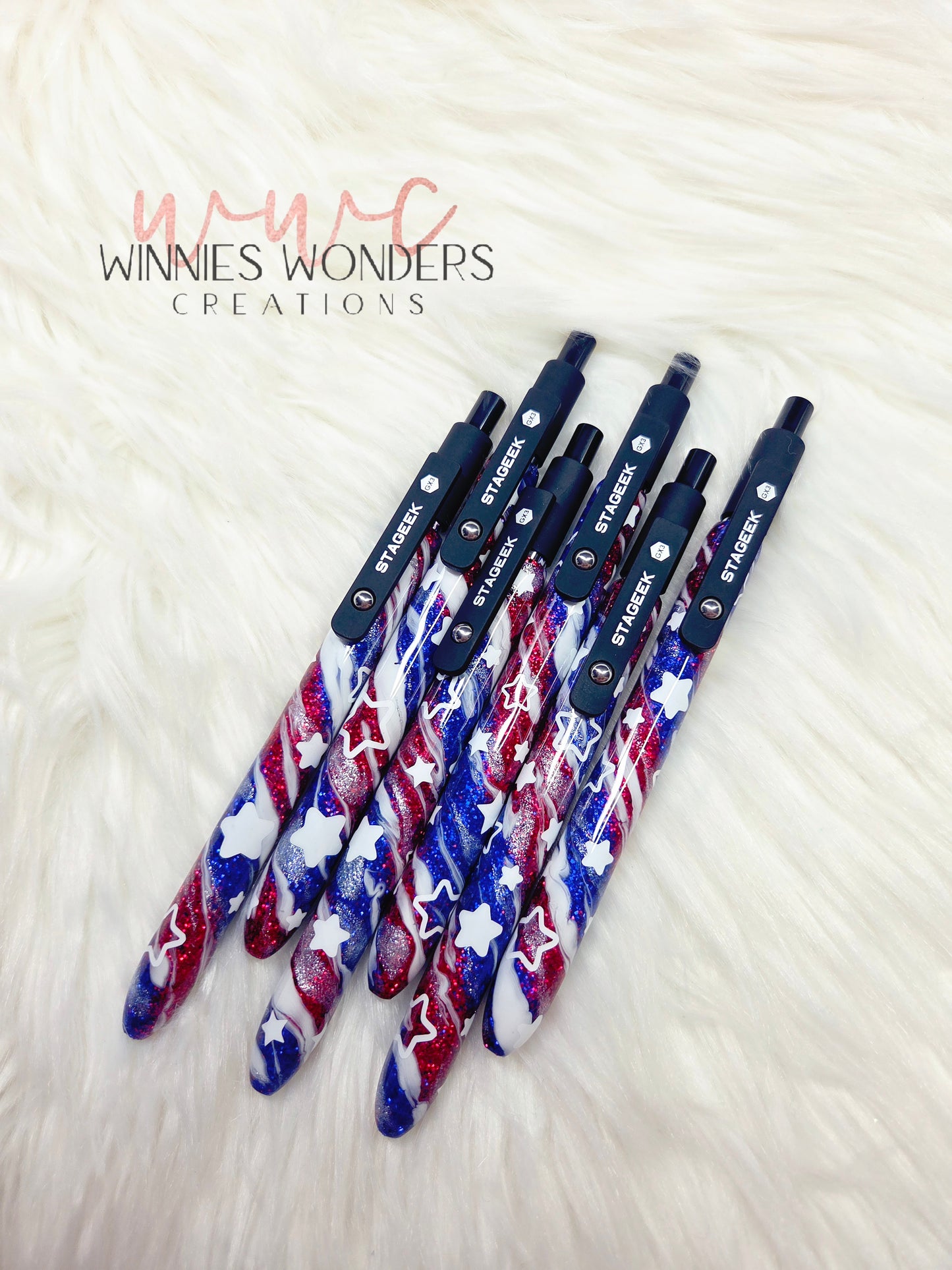 Patriotic Glitter Pen with Clip