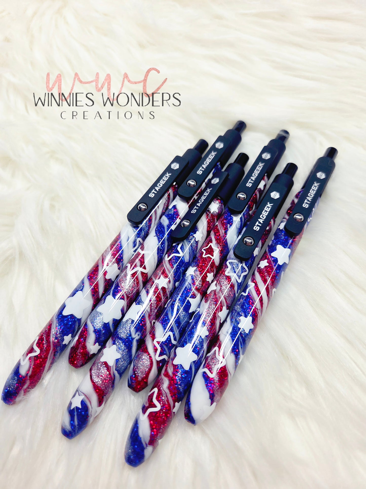 Patriotic Glitter Pen with Clip