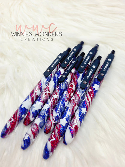 Patriotic Glitter Pen with Clip
