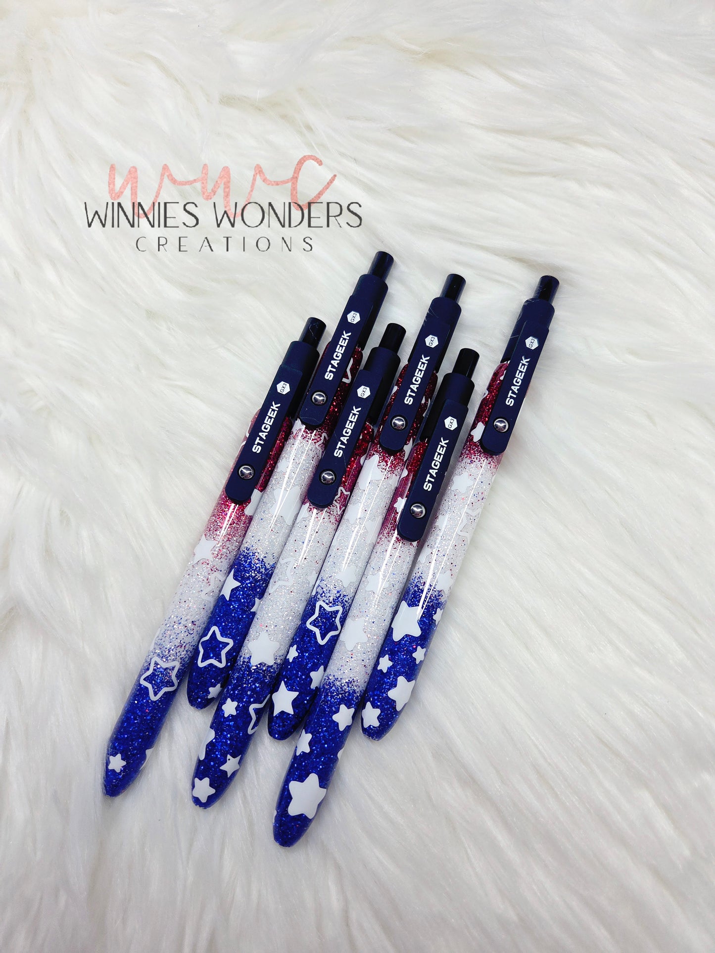 Patriotic Glitter Pen with Clip