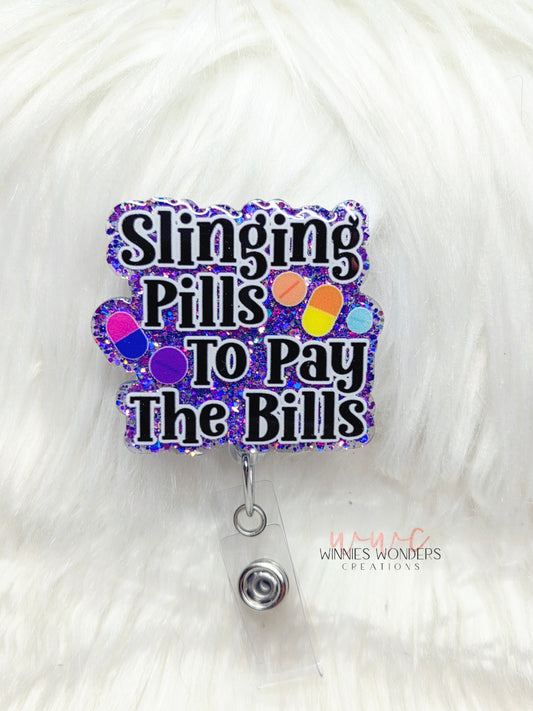 Slinging Pills Badge Reel