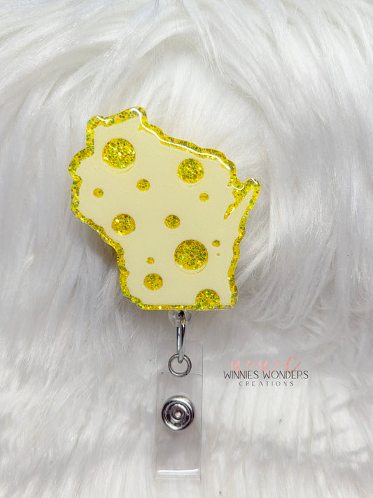 Cheese Wisconsin Badge Reel