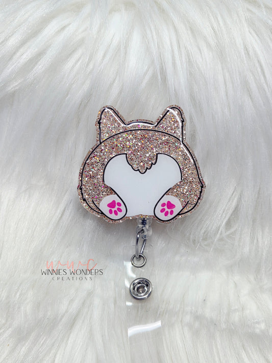 Corgi Butt Badge Reel