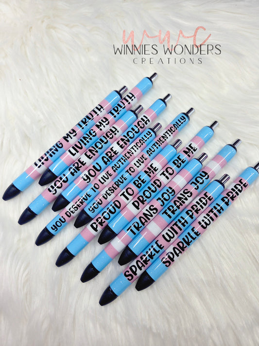 Trans Flag Glitter Pens (Limited time)
