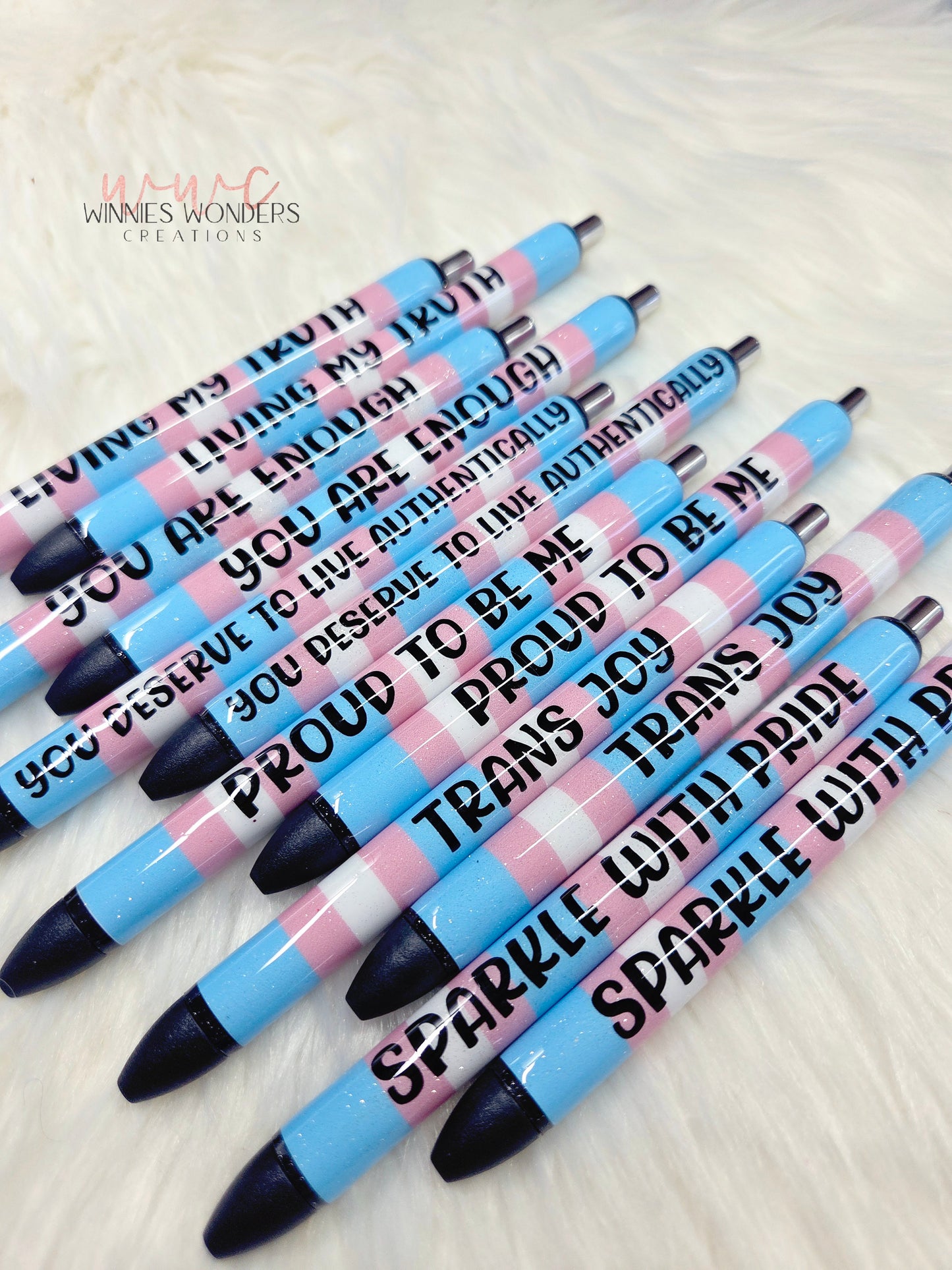 Trans Flag Glitter Pens (Limited time)
