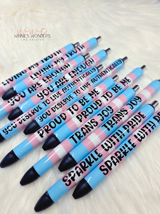 Trans Flag Glitter Pens (Limited time)